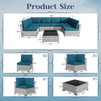 KIGOTY Patio Furniture Set, 7 Pieces Modular Outdoor Sectional Sofa, PE Rattan - Image 3