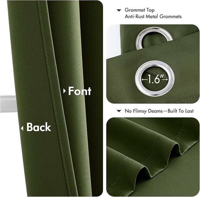 MIULEE Blackout Curtains for Bedroom 2 Panels 40 x 84 Inch Long Olive Green | - Image 4