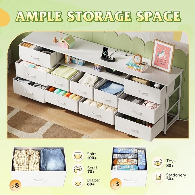 WLIVE 75.5" TV Stand for 65, 85 Inch TV, Dresser for Bedroom - Image 5