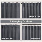 Grey Curtains for Living Room 96 Inches Long 2 Panels Back Tab Light Filtering - Image 5