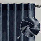 MIULEE Navy Blue Linen Curtains 52x54 Inch 2 Panels - Image 2