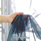 Dusty Blue Sheer Curtains 63 inch Length 2 Panels Set - Image 4