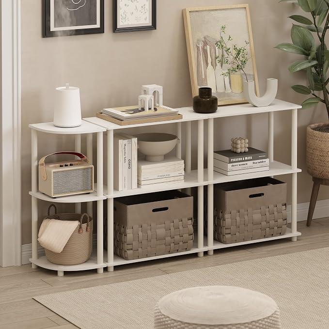 Furinno Turn-N-Tube Corner Shelf, 3-Tier Corner Bookshelf, Display Storage - Image 2