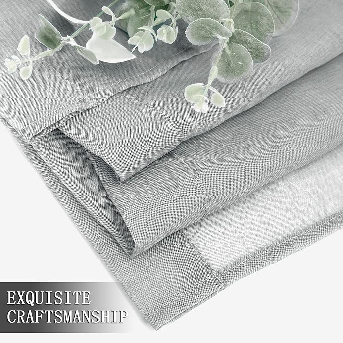 Tollpiz Short Sheer Curtain Living Room Linen Textured Curtains Sheer Light - Image 7