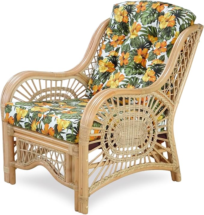 Malibu Lounge Living Accent Armchair Natural Rattan Wicker Handmade Design - Image 5