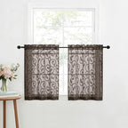 Furman Cafe Curtains 30 Inch Length 2 Panels Set, Elegant Geometric Jacquard - Image 2