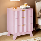 BORNOON Fluted 3 Drawer Dresser, 30.3" Tall Compact Modern Boho Chest of Drawers - Image 5