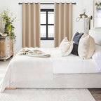 Blackout Curtains for Bedroom, 52 x 63 Inches Length Beige 2 Panels | Thermal - Image 6