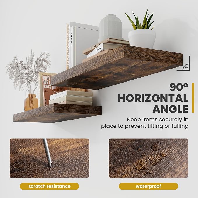 Acovy 16 Inch Floating Shelves, 9.3" Deep Floating Shelf Wall Mounted, Rustic - Image 7