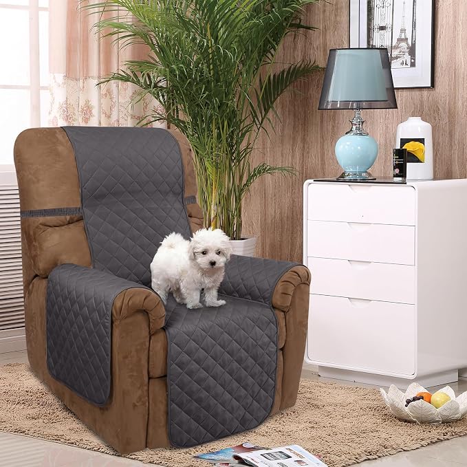 U-NICE HOME Reversible Recliner Chair Covers, Dark Grey | 28''Recliner Cover - Image 2