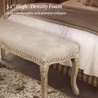 Cozyman Bedroom Bench, French Vintage Tufted Entryway Bench, 45.2" Carving - Image 6
