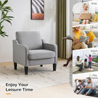 VINGLI Accent Chairs Set of 2 Gray Living Room Chairs Reading Chair - Image 9