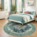 RELEANY Washable Area Rug, Round 8ft, Water Repellent, Pet Friendly, Vintage - Image 3
