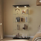 Display Cabinet with Light, Glass Door and Lock, 4-Shelf Fast Installation in - Image 3
