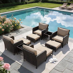 LEVELEVE Patio Conversation Set 5 Piece, Balcony Furniture Outdoor PE Rattan - Image 9