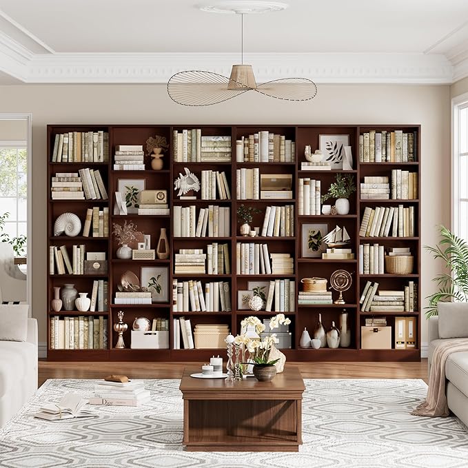 FACBOTALL Triple Wide Bookshelf, 6 Tier Large Bookshelf, Bookcase - Image 4