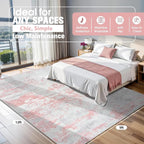 Aelenmu 9x12 Area Rugs for Living Room Washable Bedroom Dining Room Pink | - Image 2