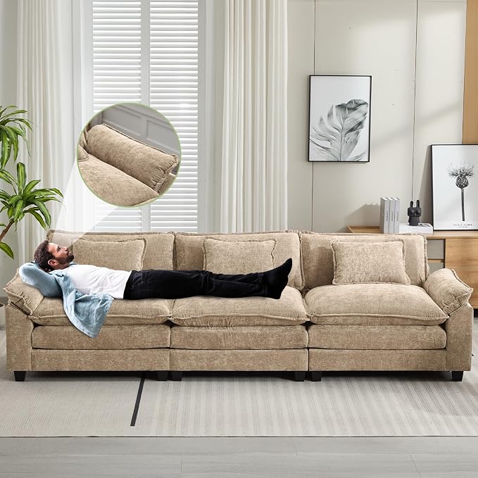 Oprisen 120" Modular Sectional Sofa, Comfy Cloud Couch Sectional, Chenille Sofa - Image 5