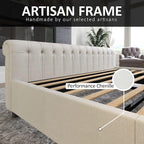 AMERLIFE King Size Platform Bed Frame, Chenille Upholstered Sleigh Bed - Image 7