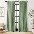 100% Blackout Linen Curtains 102 Inch Length 2 Panels Set by Guken
