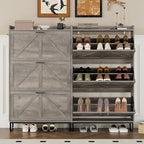 BORNOON Shoe Cabinet with 3 Flip Drawers Narrow Shoe Storage Cabinet Organizer - Image 5