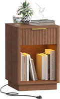 Akxomel Fluted Nightstand, Wooden Night Stand by Akxomel
