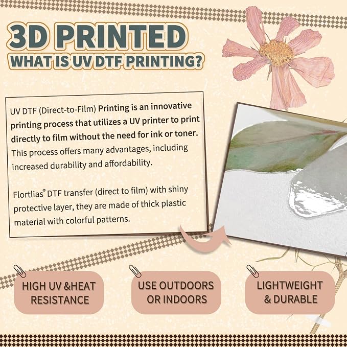 Vintage Floral Rub on Transfer for Furniture Large Flower UV DTF Transfer - Image 5