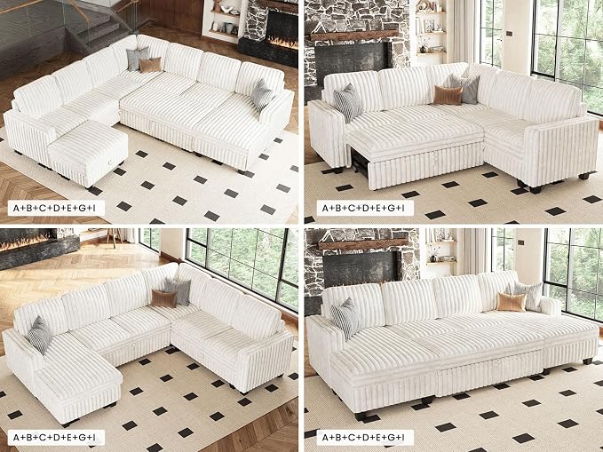 Belffin Corduroy Fabric Loveseat Module - Image 6