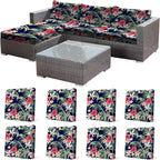 CALBODE 8 Pcs Stretch Outdoor Seat Cushion Covers, Tropical Floral, by CALBODE