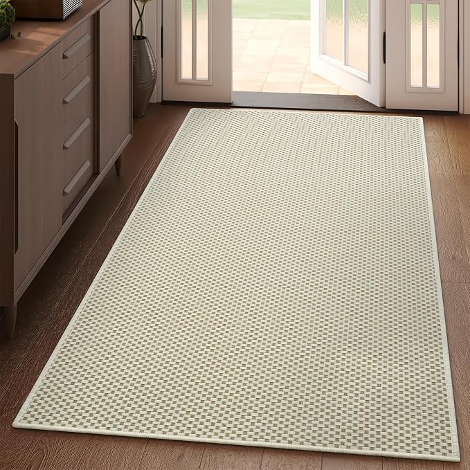 3x5 ft Area Rug Entryway Runner Kitchen Rugs Non Slip Washable Beige | Boho by YDKGL