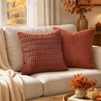 MIULEE Fall Lumbar Corduroy Decorative Throw Pillow Covers 12x20 Dark Rust | - Image 3