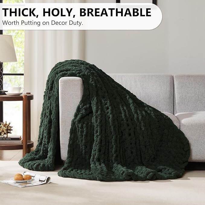 L'AGRATY Chunky Knit Throw Blanket - Image 4