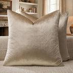 GIGIZAZA Taupe Velvet Pillow Covers 22x22 Decorative Pillows Pack of 2 | by GIGIZAZAFocusingonhomedecoration