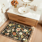 RELEANY Floral Washable 2x3 Area Rugs Doormat Black/Yellow | Flower Carpet - Image 3