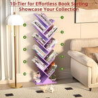 10 Tier Tree Book Shelf, Floor Standing Wood Bookshelf - Image 4