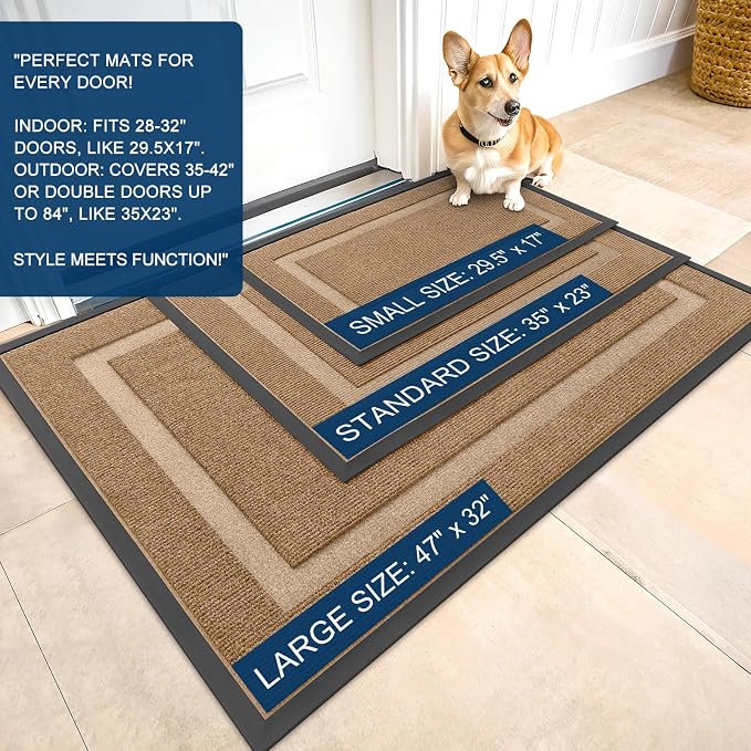 OLANLY Front Door Mat Outside 47x23, All-Season Heavy-Duty Rubber Doormat | - Image 2