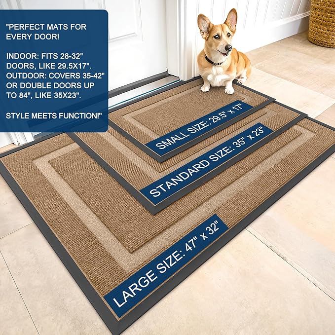 OLANLY Front Door Mat Outside 35x23, All-Season Heavy-Duty Rubber Doormat | - Image 3