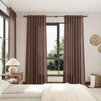Mocha Mousse Curtains 120 Inches Long 2 Panels Set Back Tab Linen Loop Pocket - Image 7