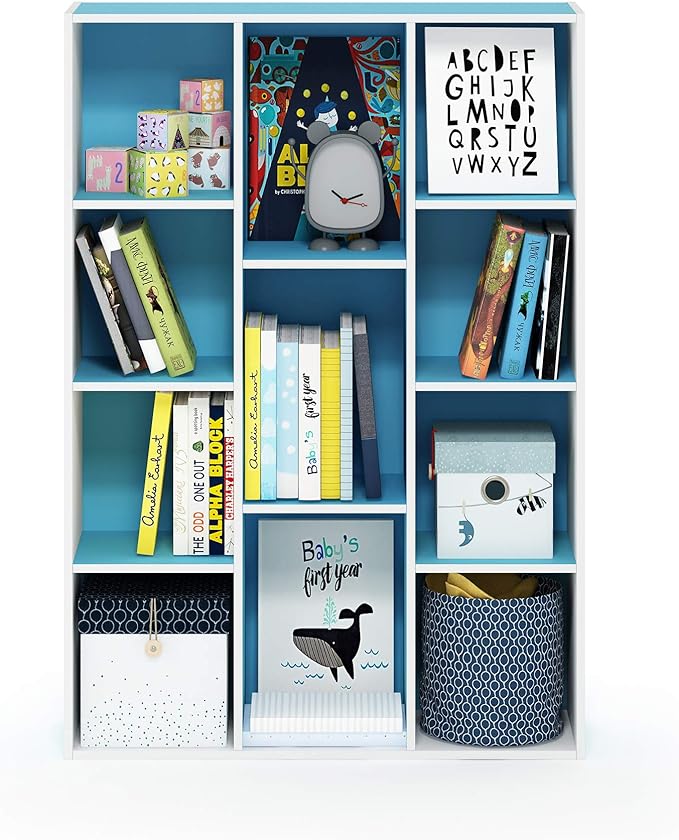 Furinno LUDER Book Shelf, 11-Cube Bookshelf, Reversible Bookcase, 9.4 x 29.1 x - Image 5