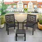 VINGLI 3-Piece Outdoor Bistro Set, Stackable Modern Metal Steel Table and Chairs - Image 7