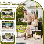 Flamaker 3 Pieces Patio Furniture Outdoor Wicker Modern Rattan Chair - Image 3