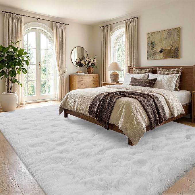 5x7 White Fluffy Soft Area Rug Non-Slip - Image 3