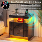 Nightstand with Wireless Charging Station, Smart Night Stand with 2 Drawers - Image 5