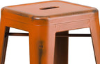 Flash Furniture Kai Commercial Grade 30" High Backless Distressed Orange Metal - Image 5