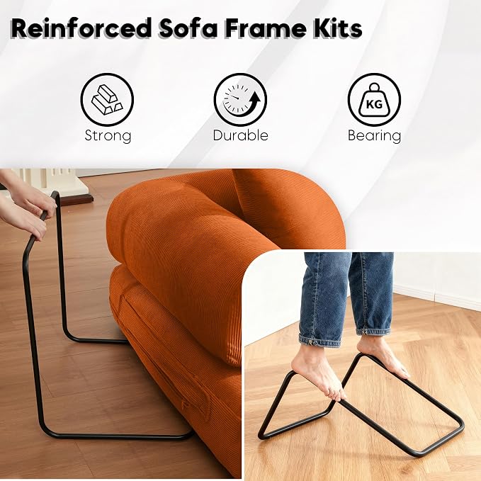 ZEIINPA Convertible Folding Couch Bed, Comfy Corduroy Sleeper Floor Sofa Bed - Image 6