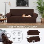 Stretch Loveseat Couch Cover, 2 Cushion Couch Slipcover, Chocolate | 1-Piece - Image 3