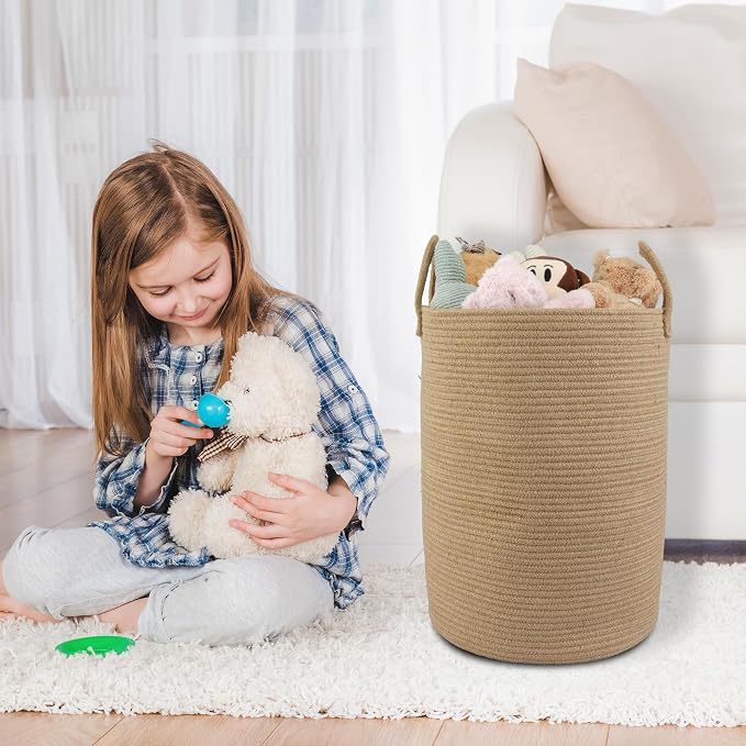 XUANGUO Cotton Rope Laundry Basket Hamper - Image 5