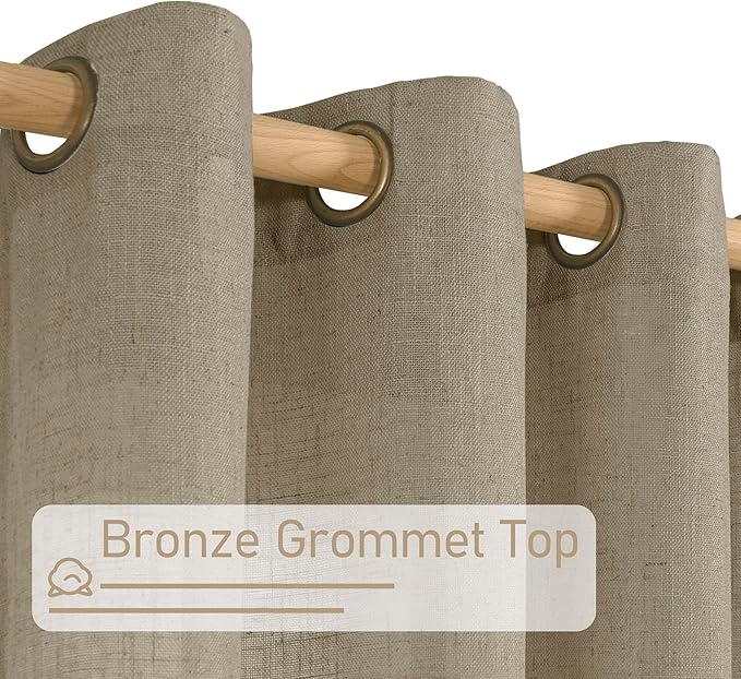 Linen Curtains 63 Inch Length 2 Panels - Image 4