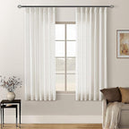 Natural Pinch Pleated Linen Curtains 63 Inch Length 2 Panels Set | by Twodrapes