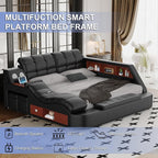 Multifunction Smart King Bed Frame, Luxury Upholstered Platform - Image 3
